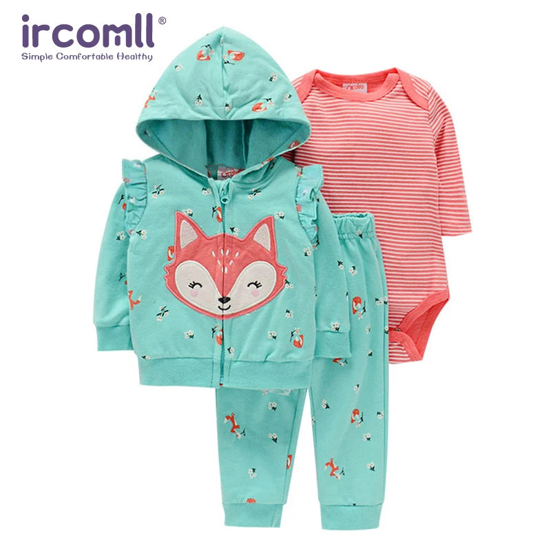 3pcs Baby Clothes Set for Newborns Toddler Girl Boy Clothes Hooded Jacket Trousers + Bodysuits 3pcs Child Sets Infant Outfits