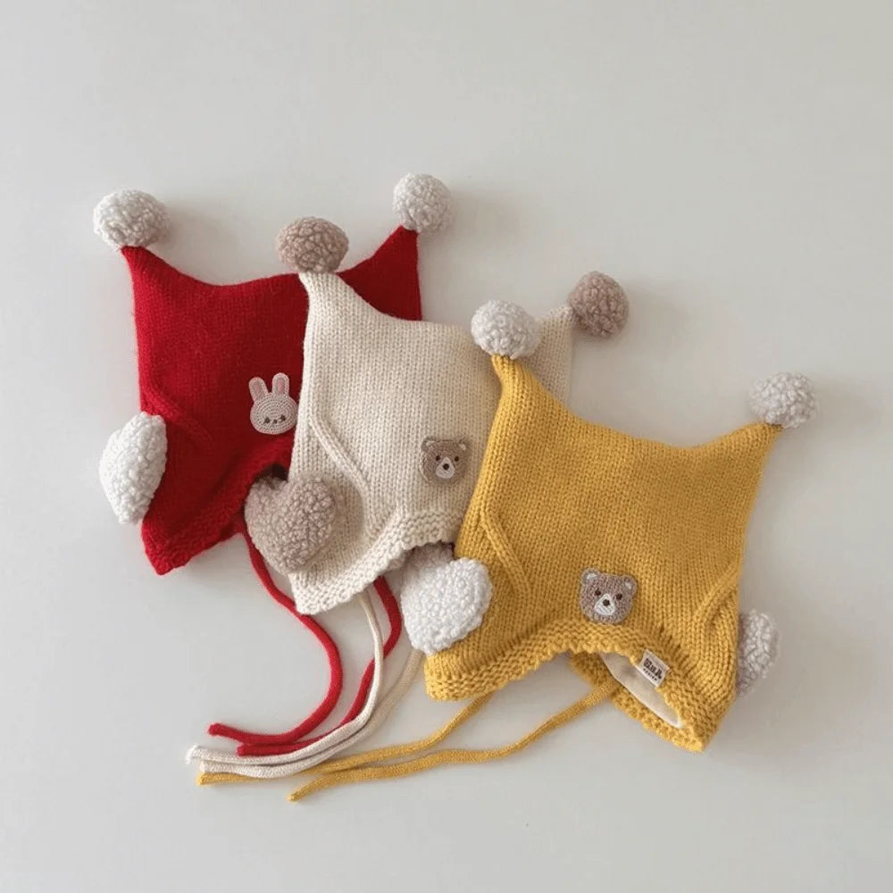 Cute Winter Baby Crochet Hat Breathable Cold-Resistant Toddler's Knitted Hat 6-24 Months Windproof Ear Protection Hat