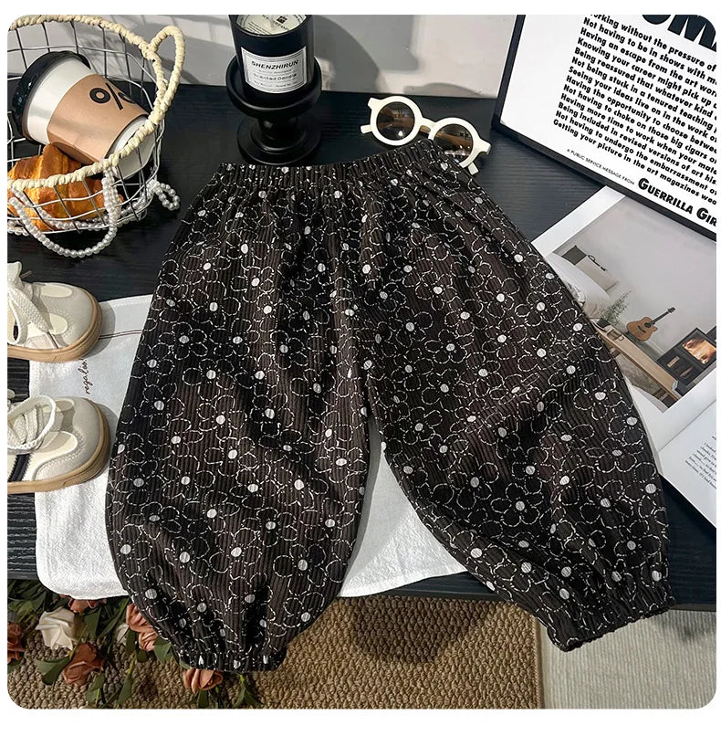 1 to 6 Years Spring Printed Casual Sweatpants Kids Girls Boys Corduroy Pants Loose Design Soft Children Trousers