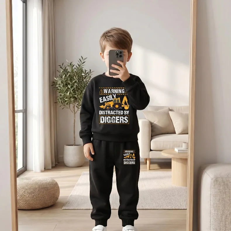 2026(1-8 Years Old) Boys Fashion Tracksuits Kids O Neck Hoodies Long Pants Two Piece Sets Autumn Child Sport Clothes Suit New