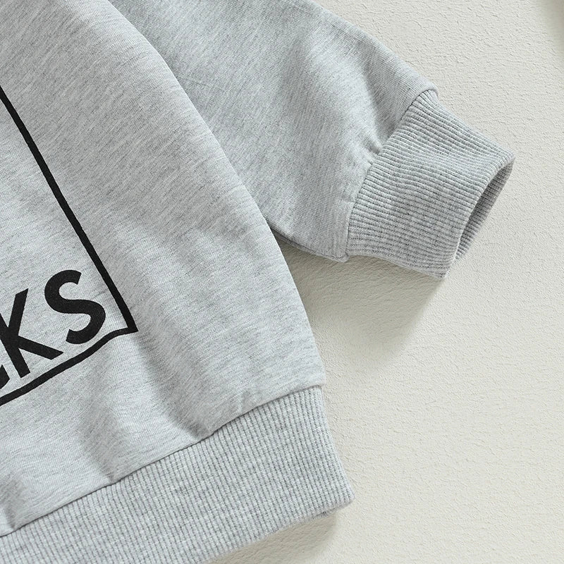 2PCS Toddler Boys Clothes Sets Long Sleeve Letter Print Sweatshirt Tops and Drawstring Pants Spring Fall lSets