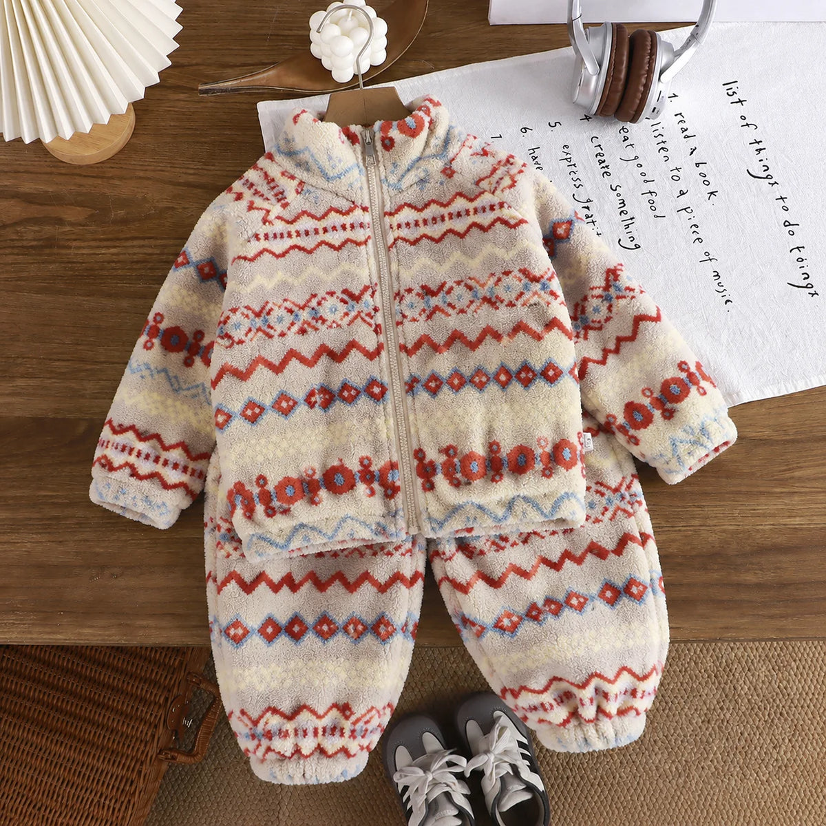 0-4 Years Old Toddler Suit Winter Flannel Home Outdoor Suit Children Pajamas Boy Girl Cartoon Thick Coral Velvet Two-Piece Set