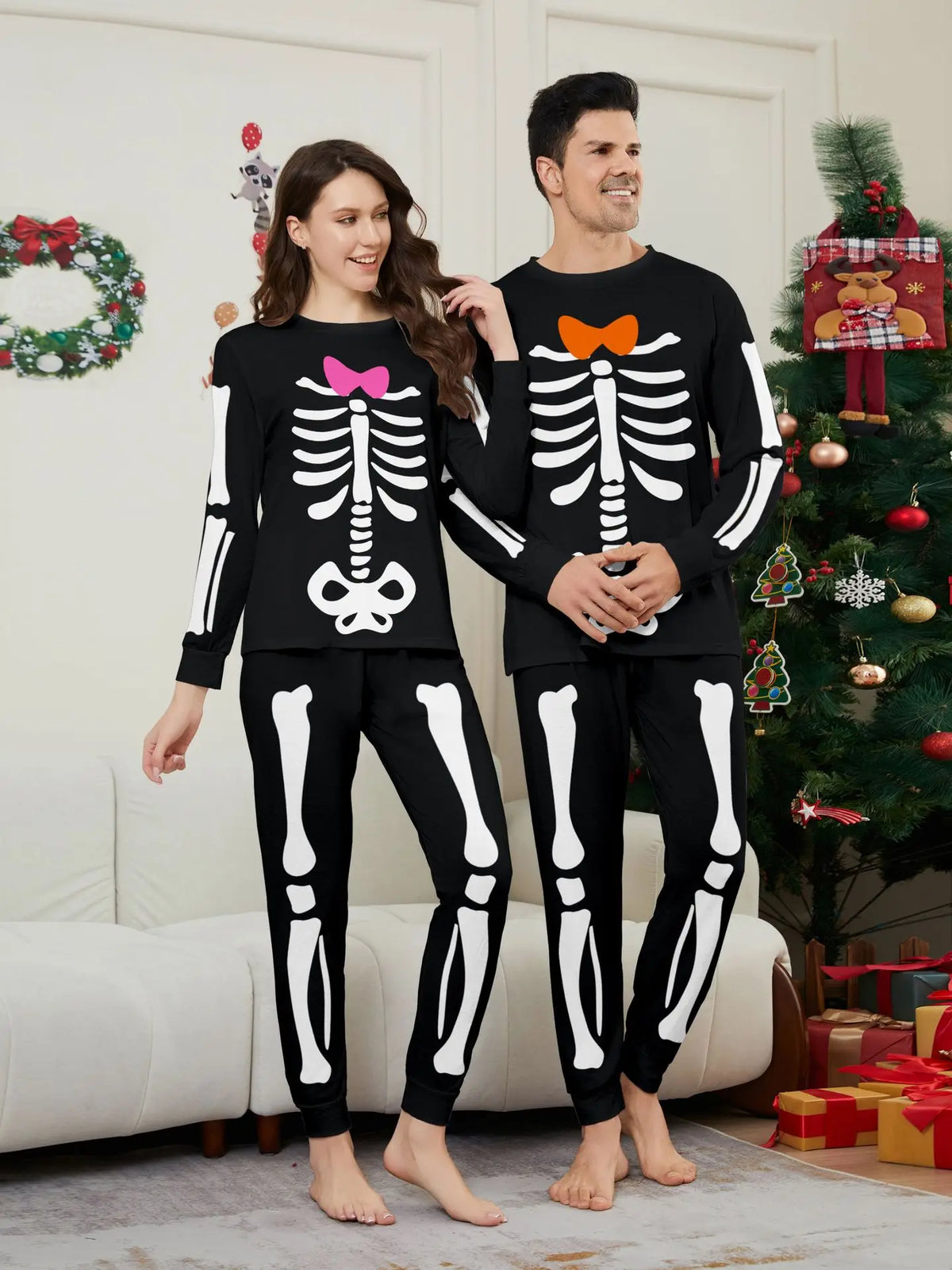 Halloween parent-child home costume European and American skull bone adult children and baby horror prank costume pajama set