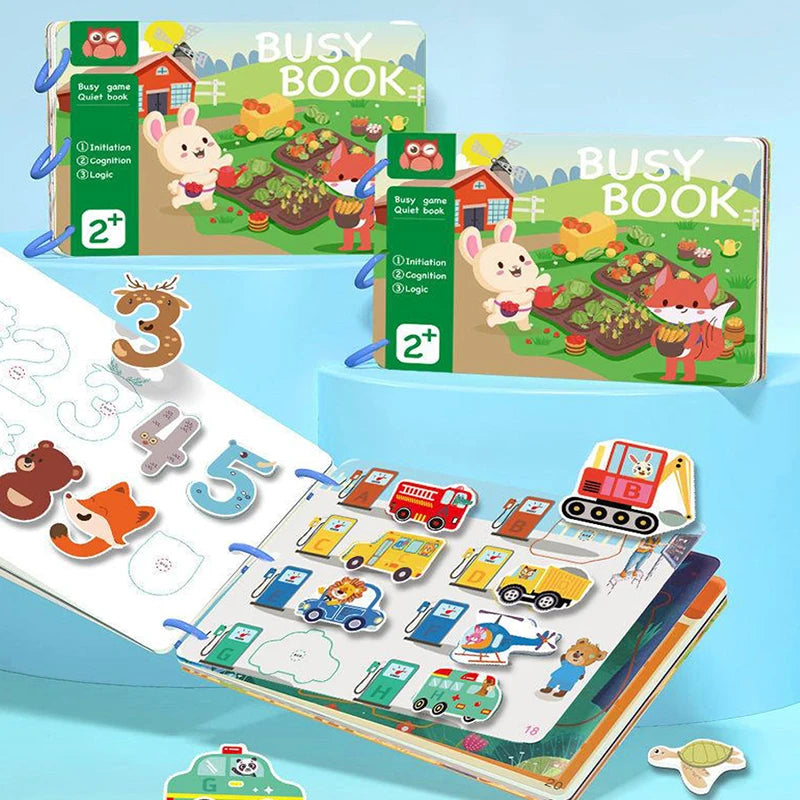 Montessori Busy Book for Kids Toddlers Educational Toys Baby Diy Paste Quiet Book Children Animals Numbers Matching Puzzles Toys