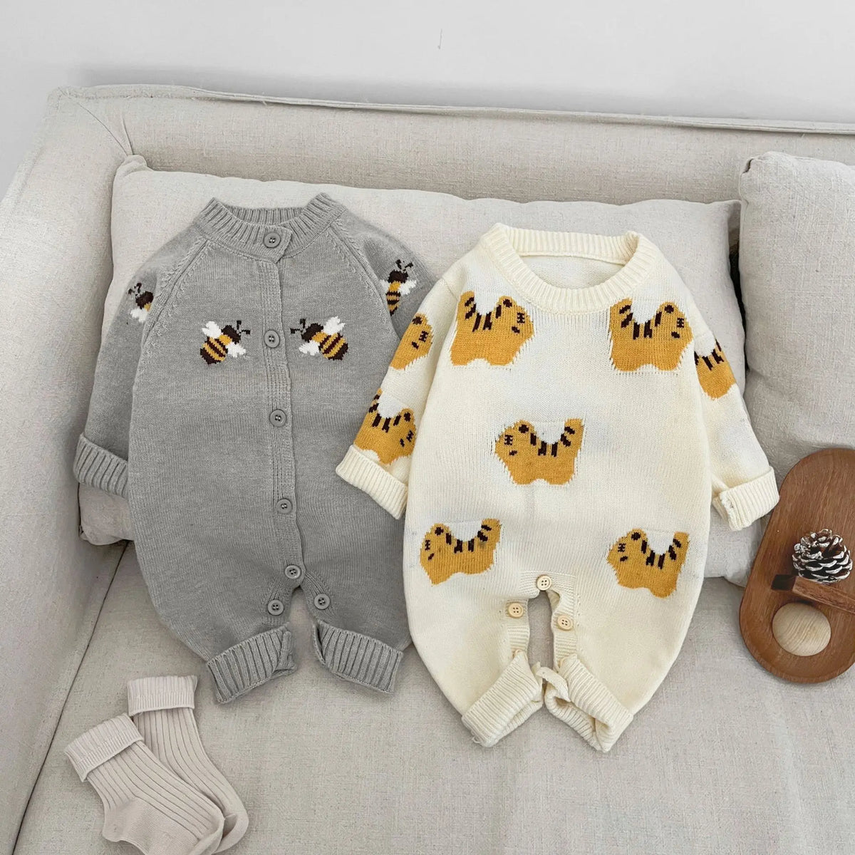 Newborn Baby Clothes 2026 Spring Boys' and Girls' Sweaters Jumpsuit Cute Cartoon Knitted Climbing Clothes