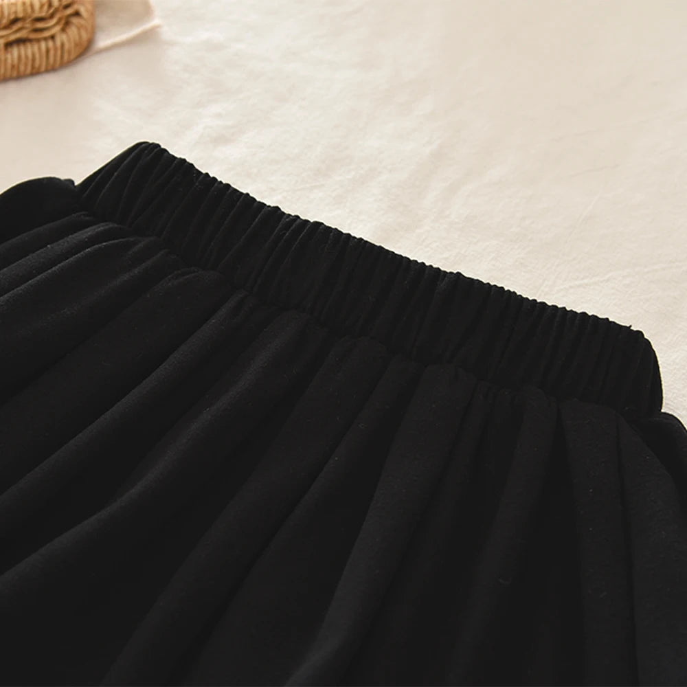 3-7 Year Old Girl Fashion Autumn and Winter New Suit Korean Version Round Neck Long Sleeved Bow Top+pleated Skirt Two-piece Set