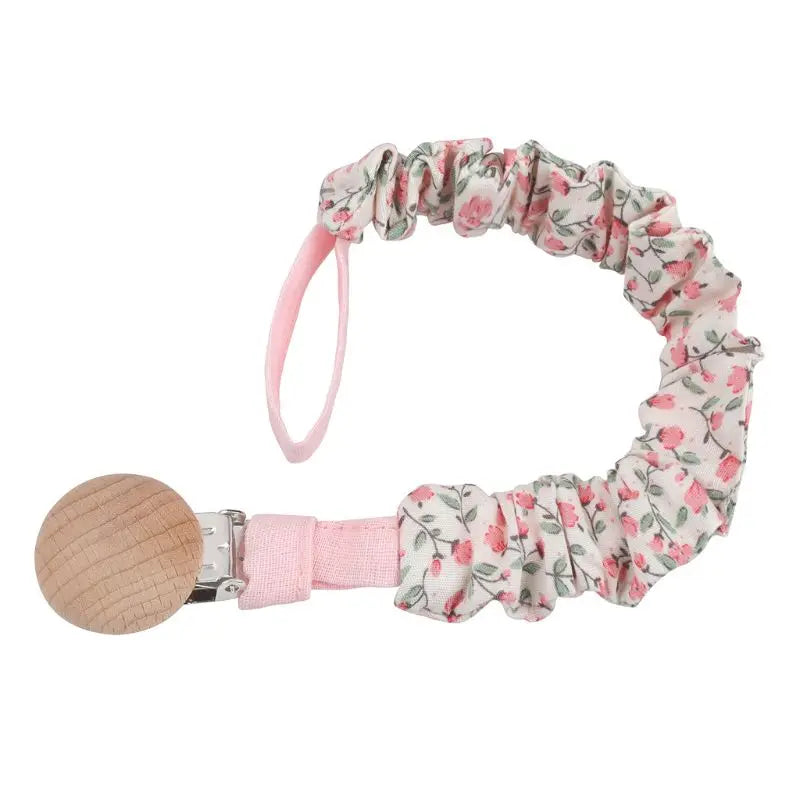 Baby Cotton Pacifier Chain Beech Wood Clip Infant Teething Toys Holder For Nipples Teether