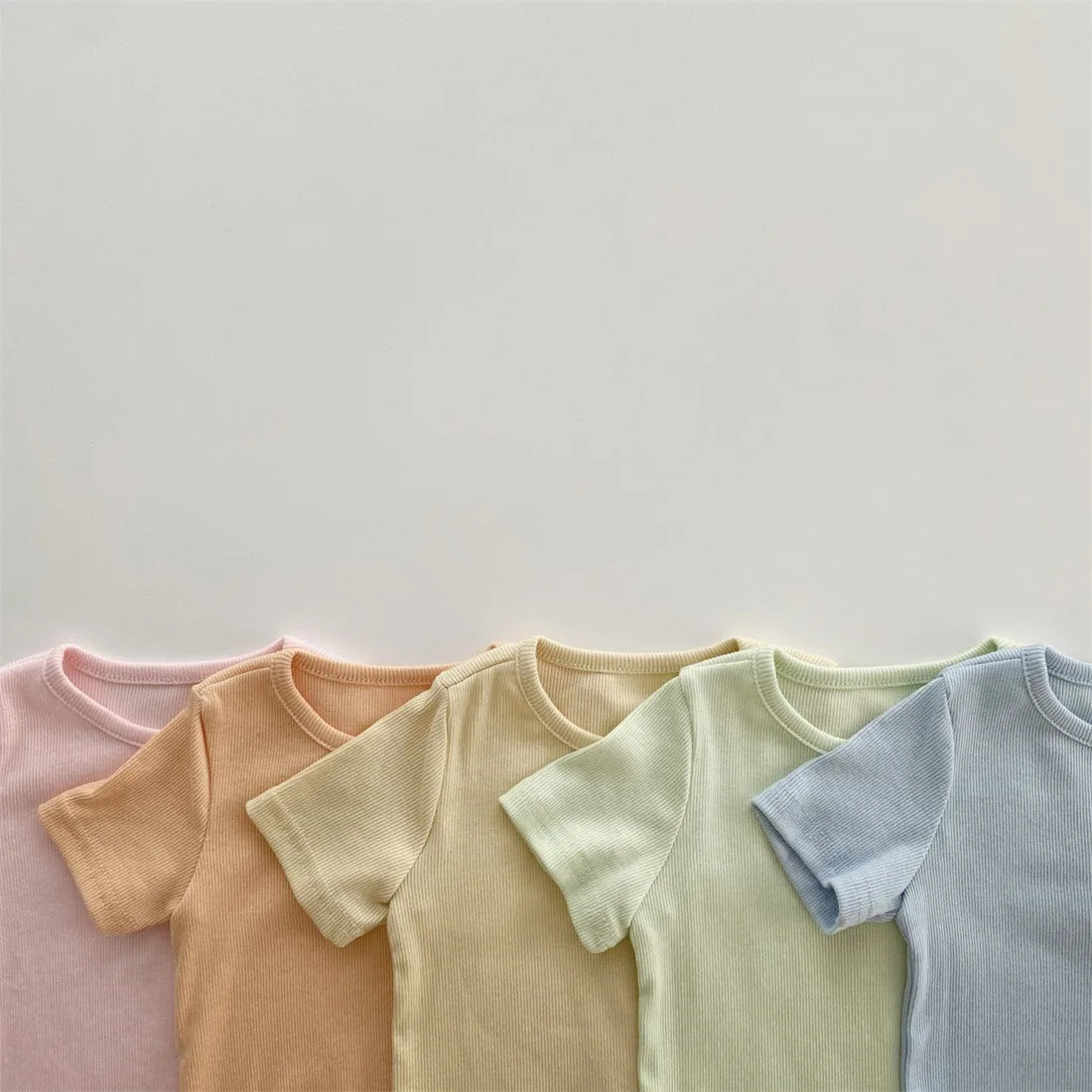 Baby Cotton Ribbed Clothes Set Short Sleeve Tops + Shorts 2pcs Suit Candy Color Baby Girl T Shirts Solid Boys Shorts Outfits