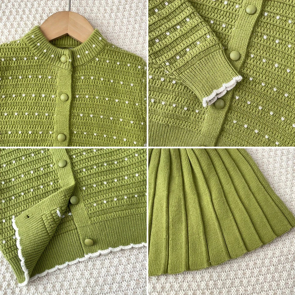 2-6 Years Old Cute Baby Girls Outfits Autumn and Winter New Knitted Sweater and Short Skirt Children's Sweet Princess Clothing
