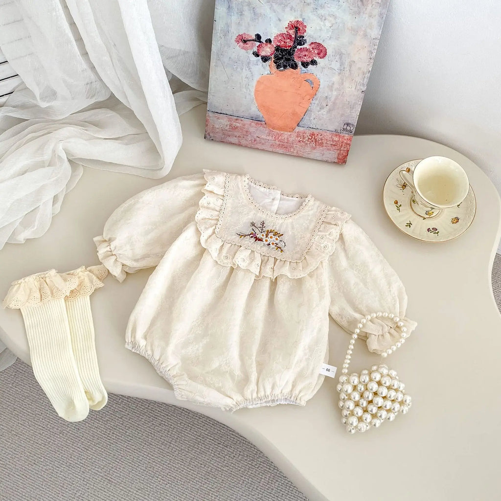 Newborn Baby Clothes Girl Spring Summer 2025 Floral Lace Baby Girl Romper Clothes Cotton Infant Baby Bodysuit Girl Jumpsuit