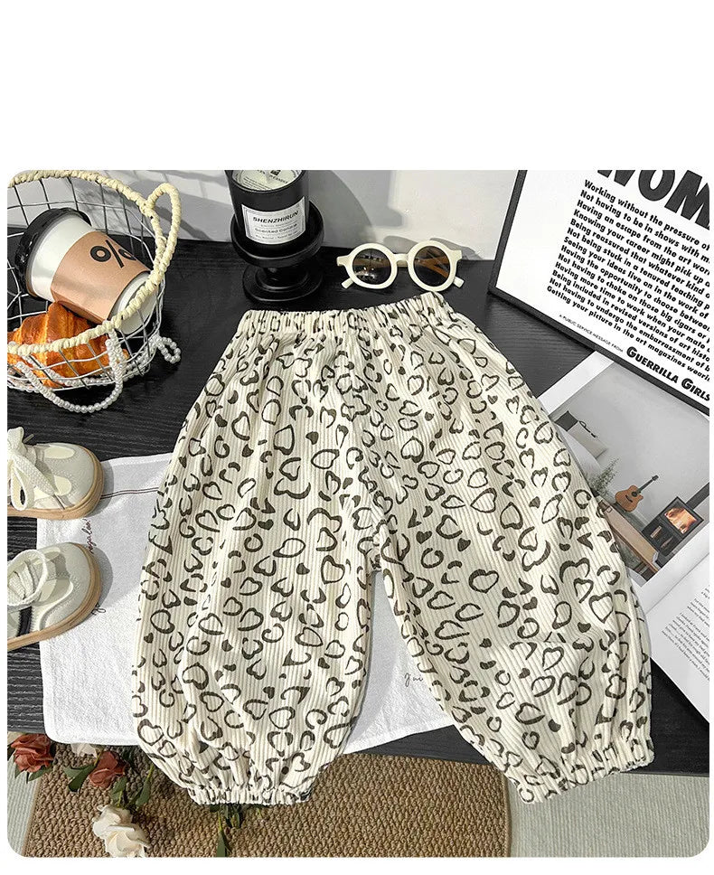 1 to 6 Years Spring Printed Casual Sweatpants Kids Girls Boys Corduroy Pants Loose Design Soft Children Trousers