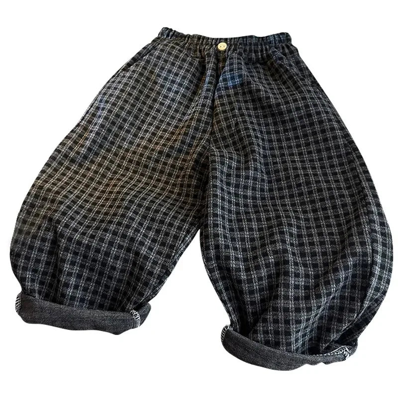 1-6 Years Children Clothing Boys Girls Korean Style Casual Loose Plaid Straight Trousers Outdoor Mosquito Repellent Kids Clothes