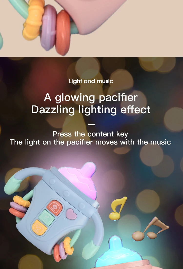 Baby Rattle Toy Musical Sensory Learning Toy with Music and Lights Pacifier Teething  for Toddlers Boys and Girls Gifts 0-24M