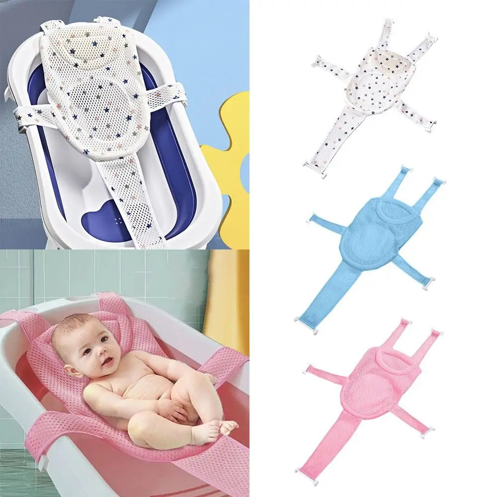 Cross-shaped Anti-slip Baby Bath Net Mat Newborn Adjustable Baby Bath Cushion Children Bathtub Shower Cradle Bed Seat Baby Bath