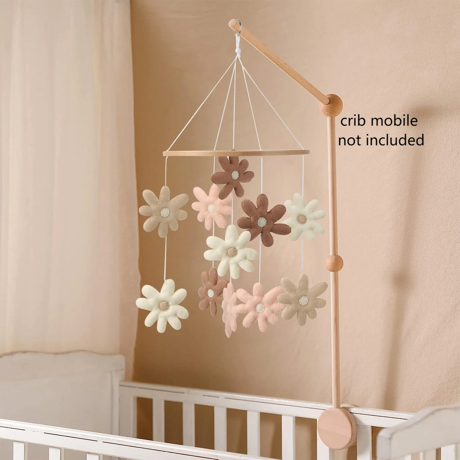 Baby girl mobile Daisy nursery decor Flower baby Crib mobile