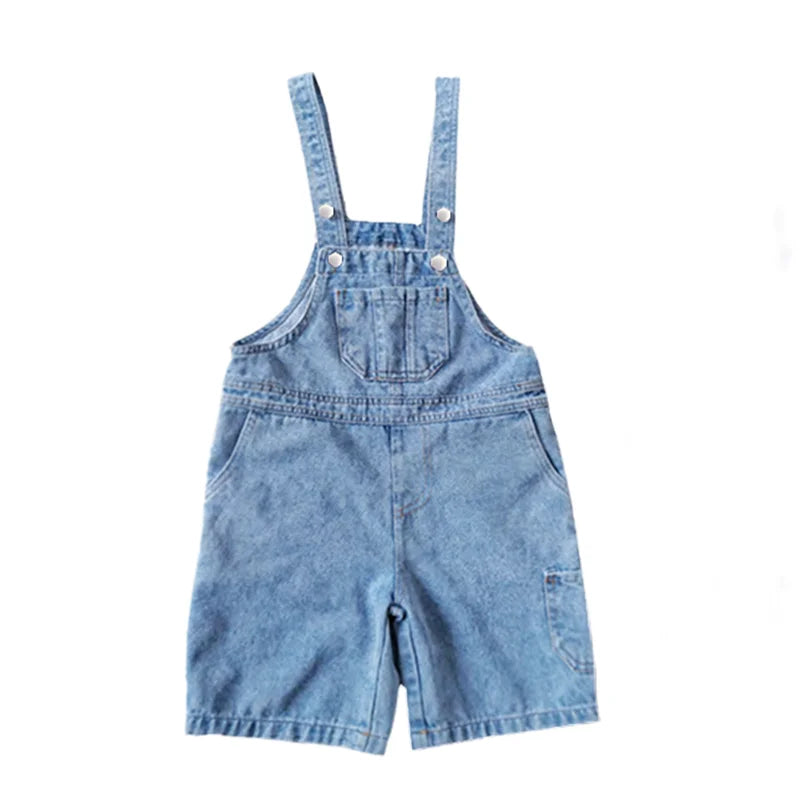Children's Overalls Pants Boys New Summer Short Jumpsuit New Baby Trousers Bib Jeans Kids Denim Shortalls Age 4 To 14 Years Old
