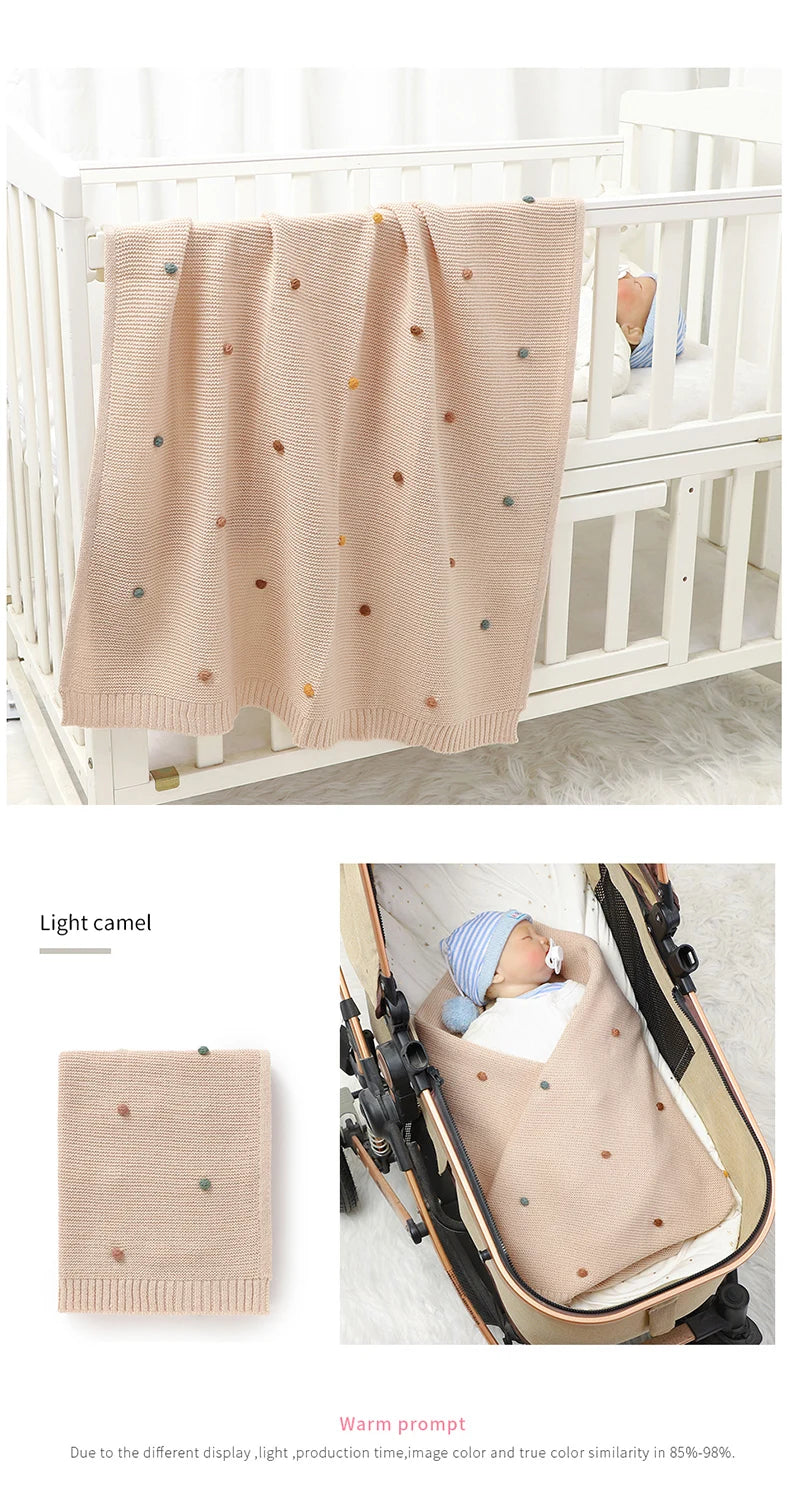 Baby Blanket Knit Stroller Swaddling 90*70CM Sleeping Sack Fashion Colored Dot Newborn Girls Bedding Quilt Boys Plaid Super Soft
