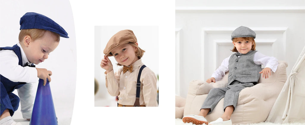 Baby Boy Hat Toddler Golf Cap Newborn Baptism Herringbone Flag Headgear Kids Gentleman Wedding Cotton Soft Lining Accessories