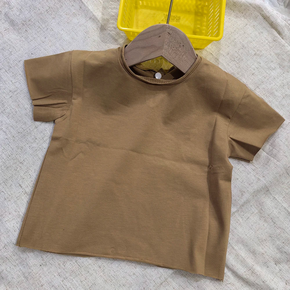 0-4 Yrs Toddler Kid Baby Boys Girls Clothes Summer Cotton T Shirt Short Sleeve Solid Color Vintage Tshirt Children Tops Infant