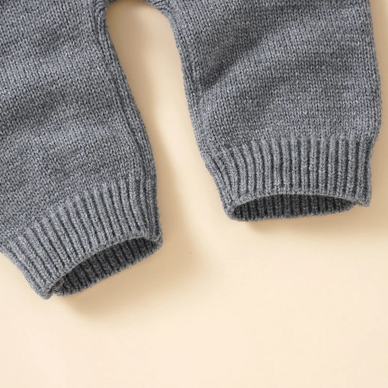 Baby Rompers Clothes Spring Autumn Solid Full Sleeve Knitted Newborn Infant Boys Girls Jumpsuits Hats Outfits Sets 0-18m Costume