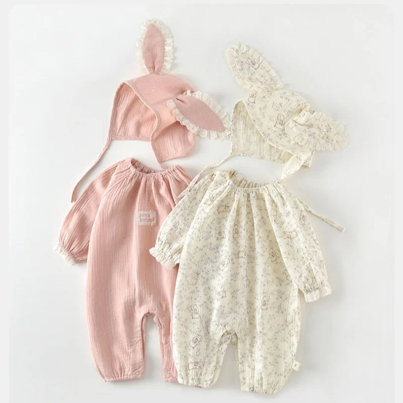 0-2Y Autumn Baby Bodysuit Princess Style Solid Lace Long Sleeved Jumpsuit for Baby Girls Soft Breathable Toddler Romper