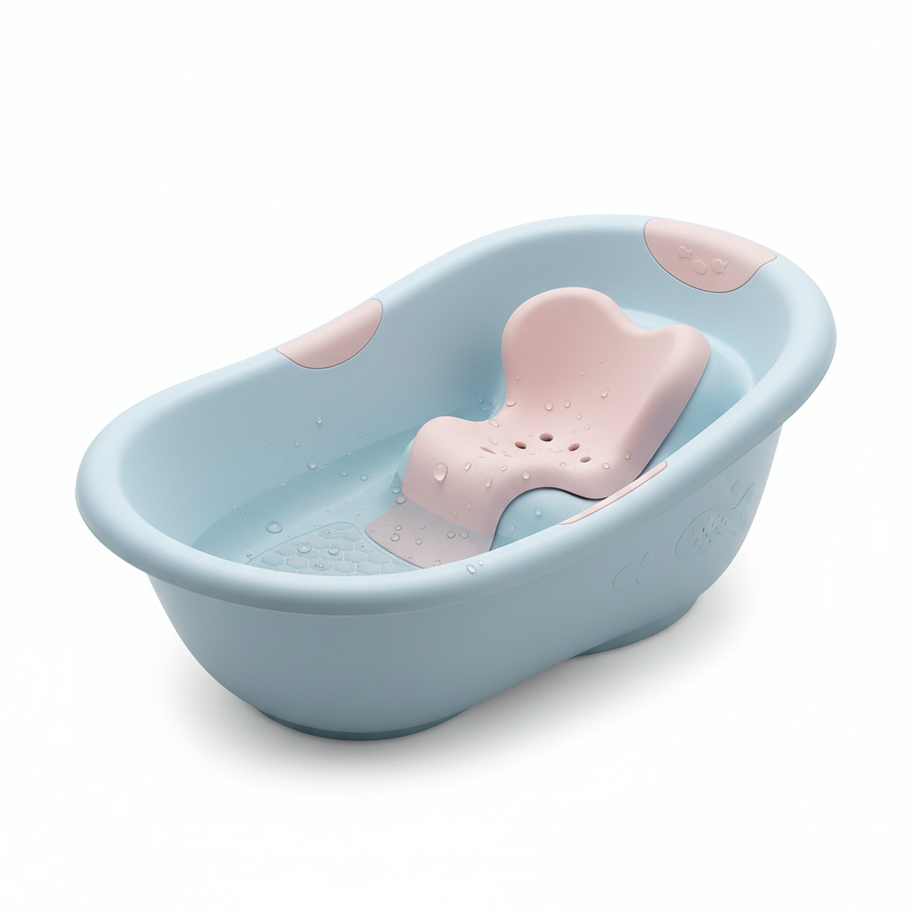 Modern baby bathtub with ergonomic design and non-slip surface
