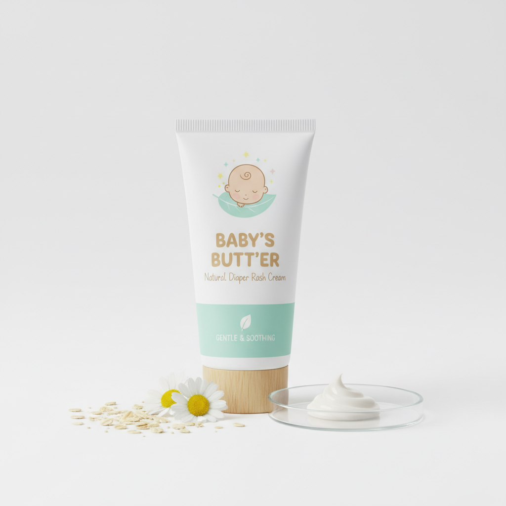 Natural diaper rash cream tube for gentle baby skincare