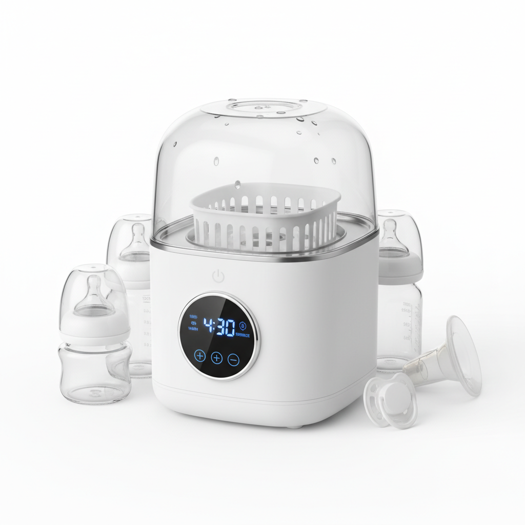 Bottle warmer and sterilizer device with digital display