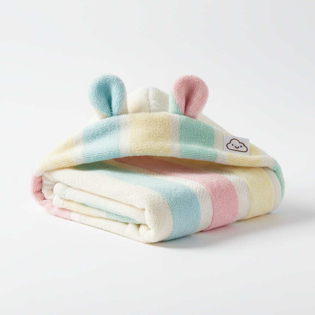 Soft hooded baby bath towel with cute animal ears